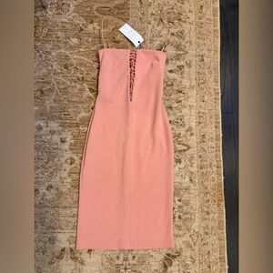 BEC + BRIDGE blush pink knit square neck sleeveless bodycon midi dress NWT